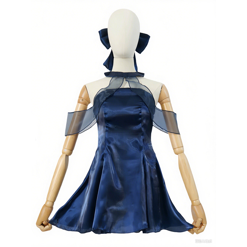 Anime Cosplay Blue Hair - Mavi Arşiv Chunxiang koyu mavi elbise