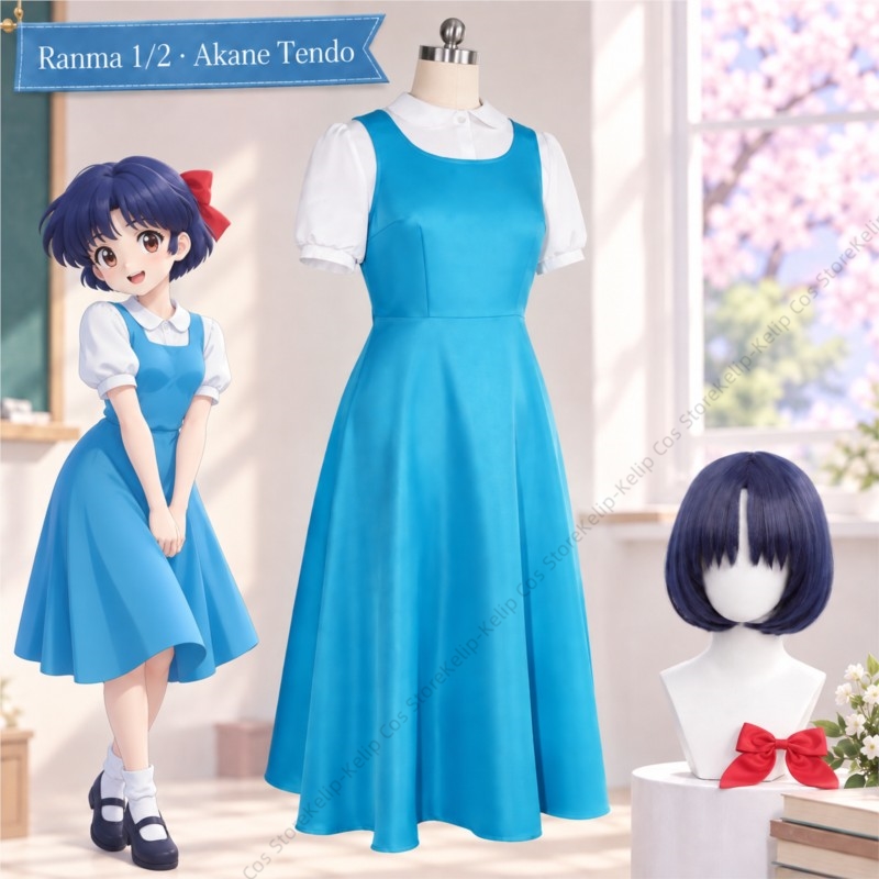 Ranma 1/2 Akane Tendo Cosplay  - Anime Cosplay Blue Hair incelemesi ve fiyatı
