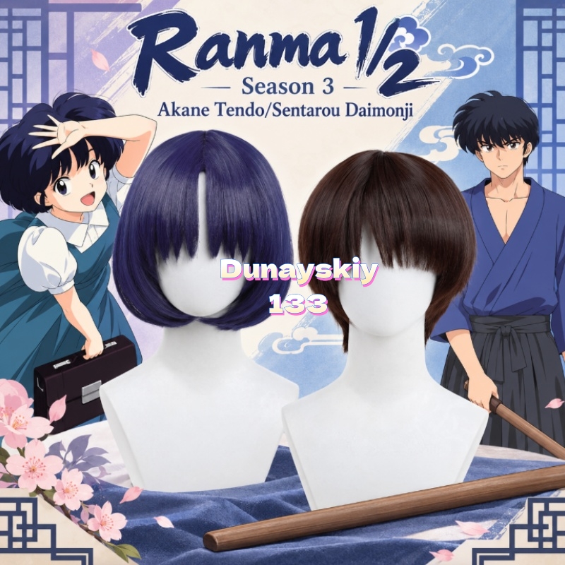 Akane Tendo Sentarou Daimonji  - Anime Cosplay Blue Hair incelemesi ve fiyatı